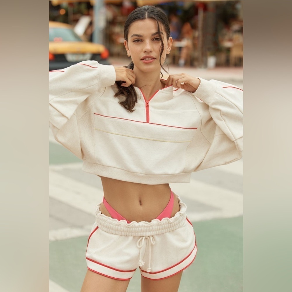 NWT Daily Practice Piped Retro Sweat Set SZ Cropped Pullover Sweatshirt